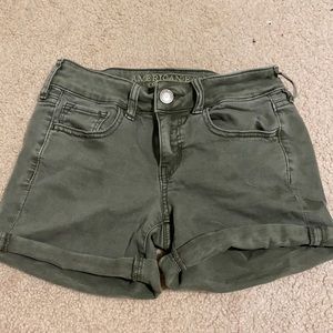 Army green American eagle shorts